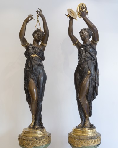 Étienne Henri Dumaige (1830–1888) Monumentale paire de sculptures "Les Musiciennes" - Napoléon III
