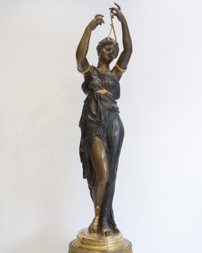 Antiquités - Étienne Henri Dumaige (1830–1888) Monumentale paire de sculptures "Les Musiciennes"