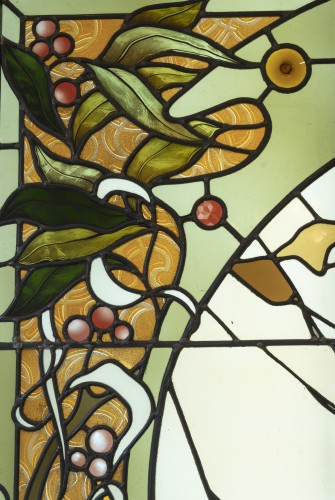 XXe siècle - Vitrail Art Nouveau, Femme aux Lys, Circa 1900