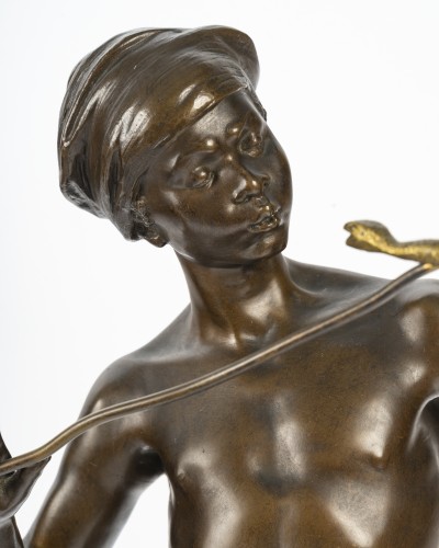 Adolphe Jean Lavergne (1863-1928), The Snake Charmer - Sculpture Style Art nouveau