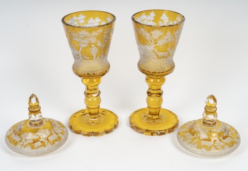 Glass & Crystal  - Pair Of Bohemian Vases, Circa 1880