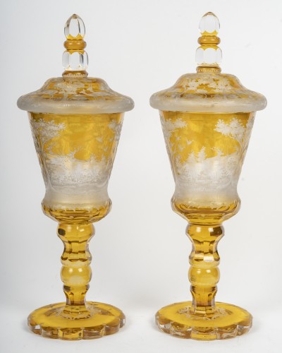 Antiquités - Pair Of Bohemian Vases, Circa 1880