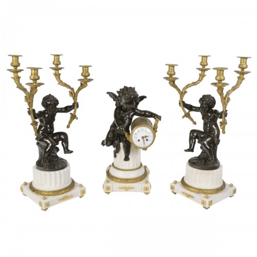 Large three-piece clock set, Circa 1855