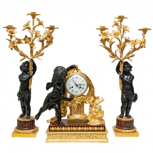 Garniture de cheminée signée Ferdinand Berthoud, Circa 1870