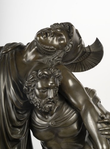 Antiquités - Monumental Clock Depicting Achilles And Patroclus, Circa 1830