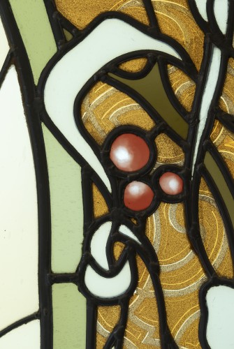 Art Nouveau Stained Glass Window, Woman With Lilies - 