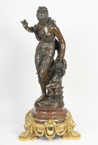 Auguste MOREAU (1834-1917) Femme à l'enfant - Sculpture Style Napoléon III