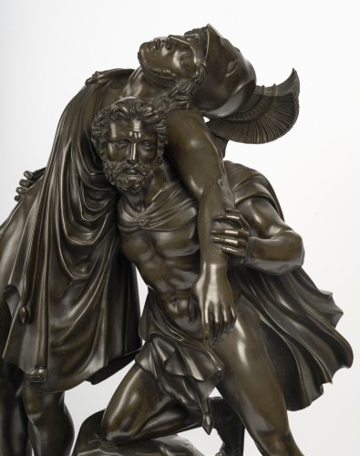 Large Clock Depicting Achilles And Patroclus, Circa 1830 - Horology Style Restauration - Charles X