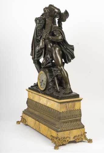 Large Clock Depicting Achilles And Patroclus, Circa 1830 - Restauration - Charles X