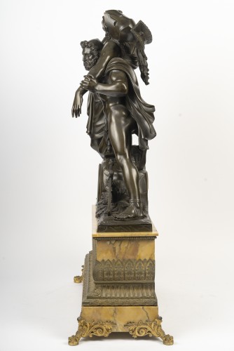 Restauration - Charles X - Large Clock Depicting Achilles And Patroclus, Circa 1830