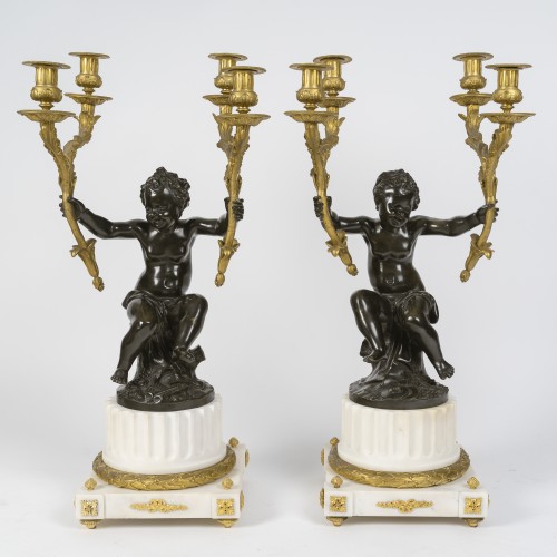 Horlogerie Pendule - Garniture de cheminée Circa 1855 de style Louis XVI