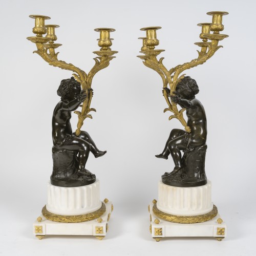 Antiquités - Garniture de cheminée Circa 1855 de style Louis XVI