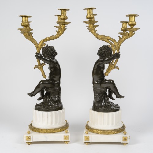 Antiquités - Garniture de cheminée Circa 1855 de style Louis XVI