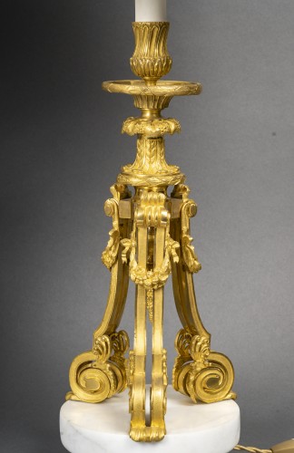 Antiquités - Paire de lampes fin 19e siècle