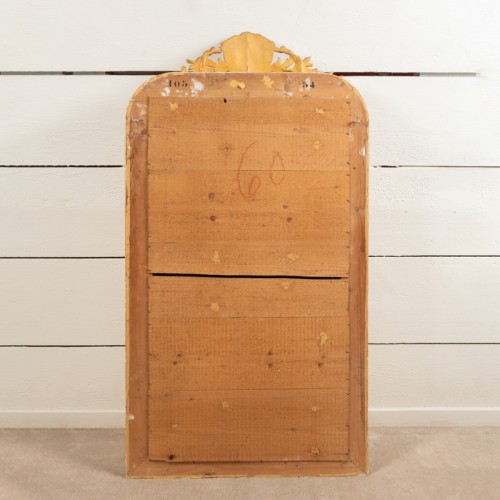 Antiquités - Miroir Louis Philippe en bois doré avec petit fronton