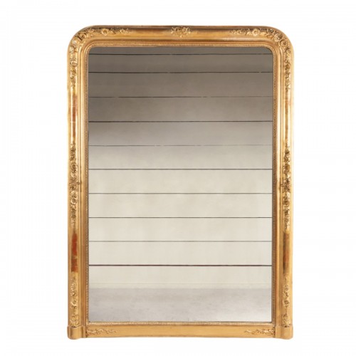 Grand miroir Louis Philippe en bois doré et sculpté 