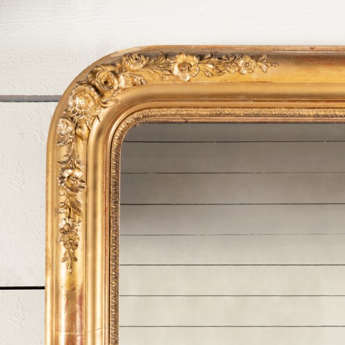 Grand miroir Louis Philippe en bois doré et sculpté  - Miroirs, Trumeaux Style Louis-Philippe
