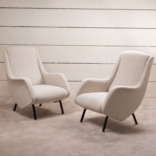 Paire de fauteuils italiens d’Aldo Morbelli - 1950 - Sièges Style Années 50-60