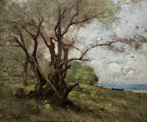 An olive Tree on the sea at Menton - Paul Désiré TROUILLEBERT (1829-1900)