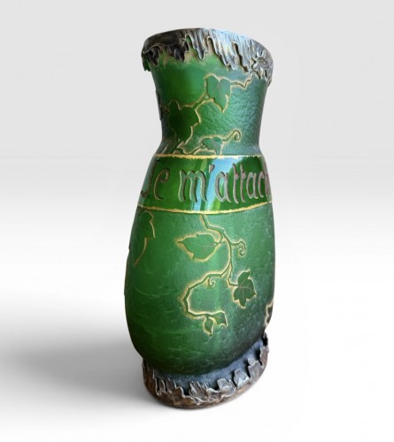 Daum Nancy - Vase "Je meurs où je m'attache" - Verrerie, Cristallerie Style Art nouveau