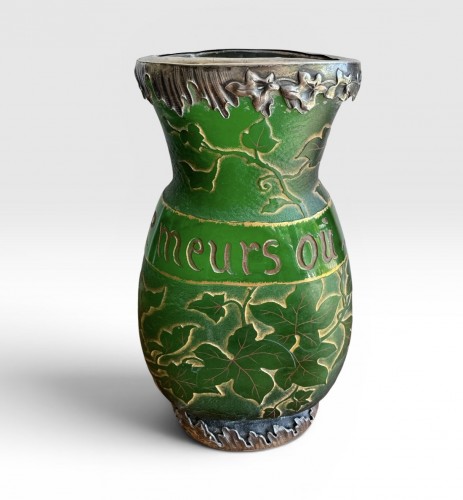 Art nouveau - Daum Nancy - Vase "Je meurs où je m'attache"