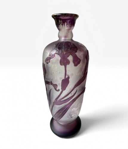Désiré Christian - Burgun, Schverer &amp; Cie Vase With Irises - Glass & Crystal Style Art nouveau