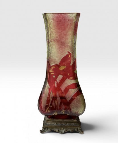 Baccarat vase art nouveau à décor des tigridias - Verrerie, Cristallerie Style Art nouveau