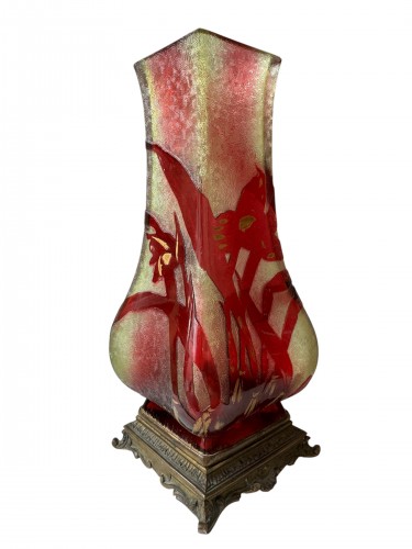 Baccarat vase art nouveau à décor des tigridias - AG Antiquités