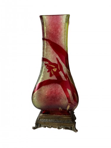 XIXe siècle - Baccarat vase art nouveau à décor des tigridias