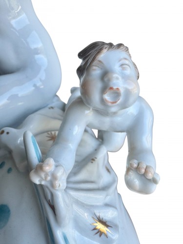 Art Déco - Volkstedt par Emil Paul Börner groupe en porcelaine de représentant Galatée nue sur