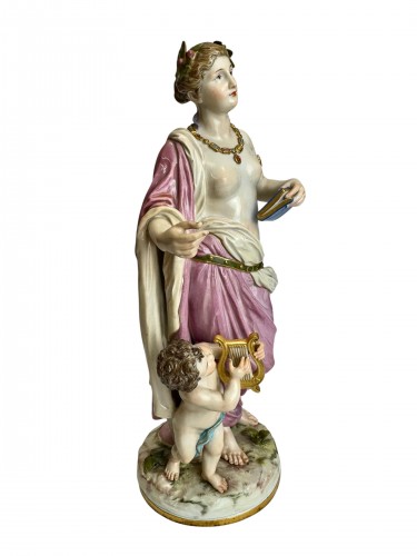 Céramiques, Porcelaines  - Allégorie de la Musique, groupe en porcelaine de Meissen 20e siècle