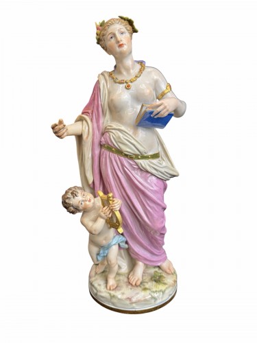Antiquités - Allégorie de la Musique, groupe en porcelaine de Meissen 20e siècle