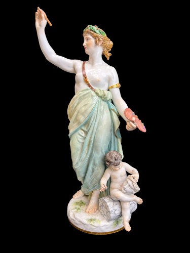 Allégorie de la Peinture, groupe en porcelaine de Meissen 20e siècle - Céramiques, Porcelaines Style 
