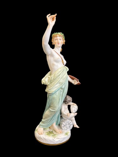 Céramiques, Porcelaines  - Allégorie de la Peinture, groupe en porcelaine de Meissen 20e siècle