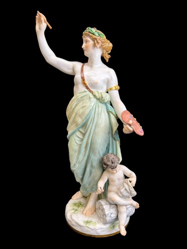 Antiquités - Allégorie de la Peinture, groupe en porcelaine de Meissen 20e siècle