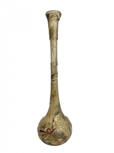 Émile Gallé - Vase à décor émaillé de Chèvrefeuilles - Verrerie, Cristallerie Style Art nouveau