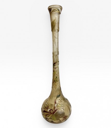 Verrerie, Cristallerie  - Émile Gallé - Vase à décor émaillé de Chèvrefeuilles