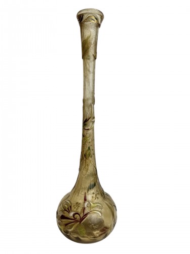 Émile Gallé - Vase à décor émaillé de Chèvrefeuilles - Art nouveau
