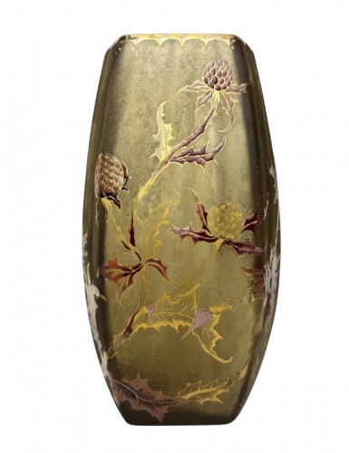 Émile Gallé (1846-1904), vase à décor émaillé de chardons