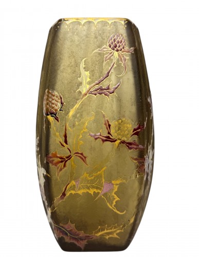 Émile Gallé (1846-1904), vase à décor émaillé de chardons - Art nouveau