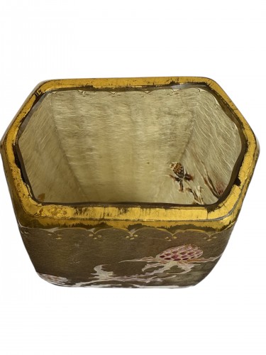 Antiquités - Émile Gallé (1846-1904), vase à décor émaillé de chardons