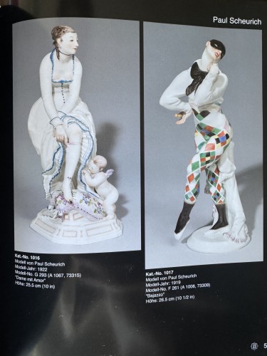 Lady With Cupid - 20th century Meissen Porcelain Group, Meissen Model By Paul Scheurich - 