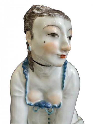 Antiquités - Lady With Cupid - 20th century Meissen Porcelain Group, Meissen Model By Paul Scheurich