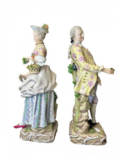Couple de jardiniers - Grand modèle de figures en porcelaine de Meissen - Céramiques, Porcelaines Style 