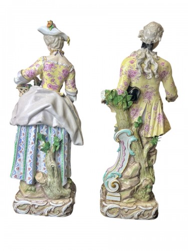 Céramiques, Porcelaines  - Couple de jardiniers - Grand modèle de figures en porcelaine de Meissen