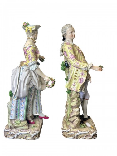 Couple de jardiniers - Grand modèle de figures en porcelaine de Meissen - AG Antiquités