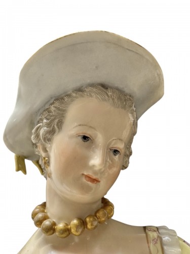 Antiquités - Couple de jardiniers - Grand modèle de figures en porcelaine de Meissen