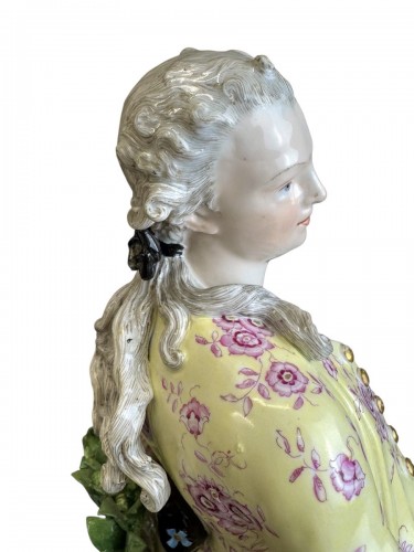 Antiquités - Couple de jardiniers - Grand modèle de figures en porcelaine de Meissen