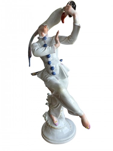 Masked Dancer, Meissen Porcelain Figure model Created By Paul Scheuric - Porcelain & Faience Style 