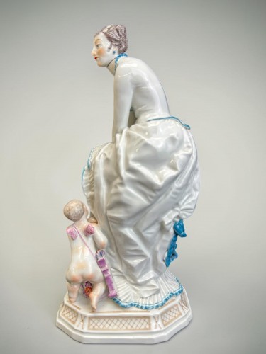 20th century - Lady With Cupid - Meissen Porcelain Group Model By Paul Scheurich